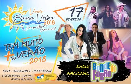 Barra Velha Show gratuito acontece neste sábado, 17 de fevereiro A Fundação de Turismo, Esporte e Cultura promove neste sábado, 17 de fevereiro, show nacional com o grupo Bonde do Forró. A animação...